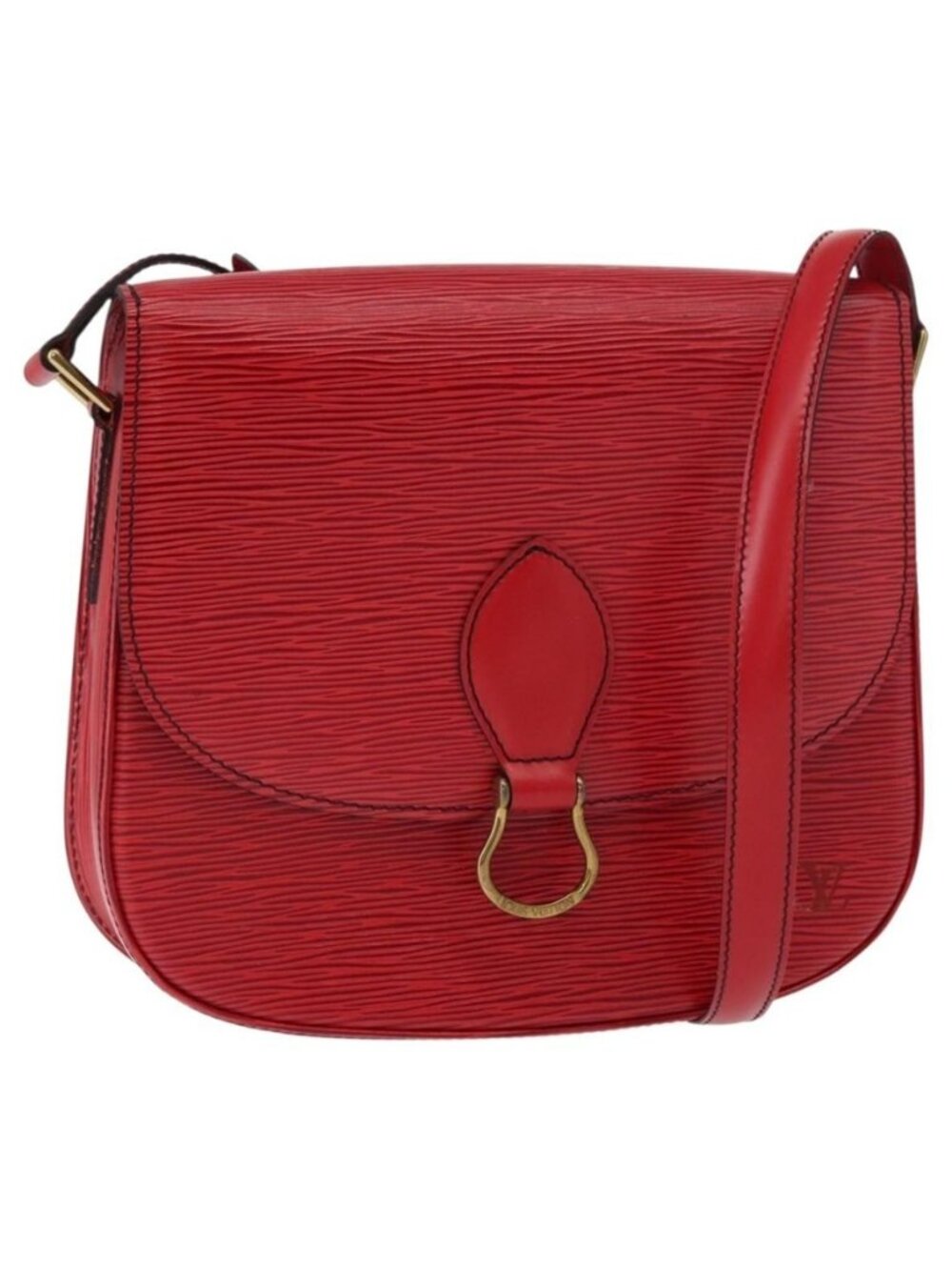 Authentic LOUIS VUITTON Epi Saint Cloud GM Shoulder Bag Red M52197 LV